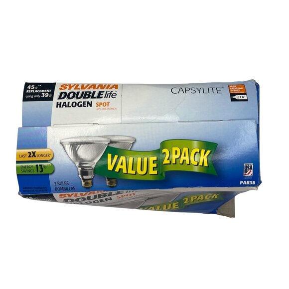 Sylvania Double Life Halogen Spot Light Bulb 2 Pack Open Box 45W Indoor Outdoor - Picture 5 of 11